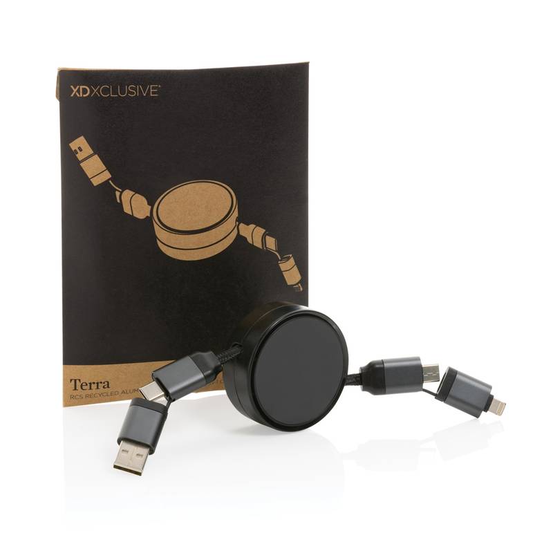 Zvinovací nabíjací kábel 6v1 Terra, sivá Zvinovací nabíjací kábel 6v1 Terra, sivá