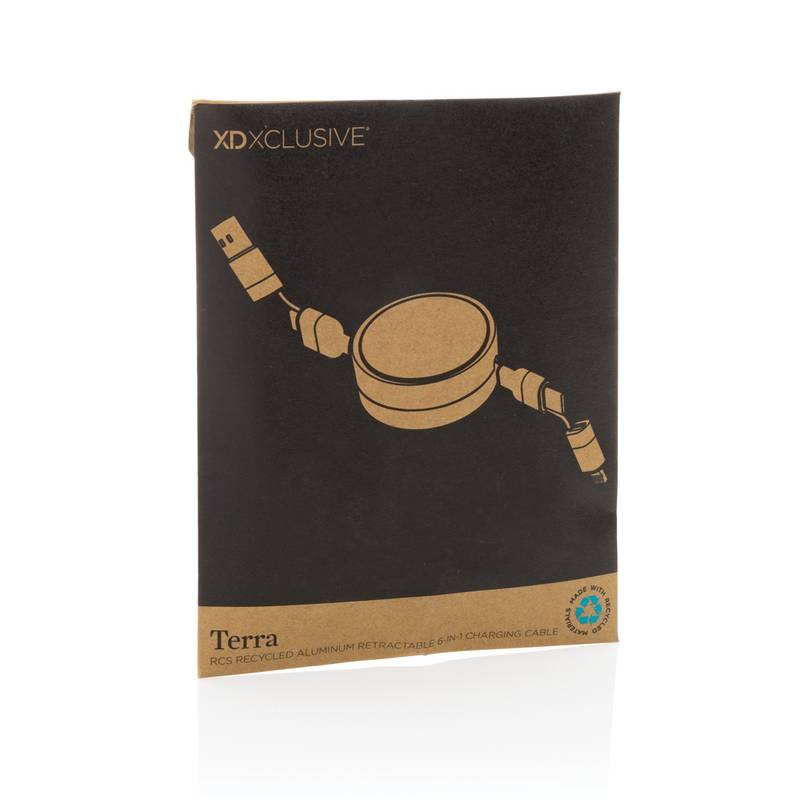 Zvinovací nabíjací kábel 6v1 Terra, sivá Zvinovací nabíjací kábel 6v1 Terra, sivá