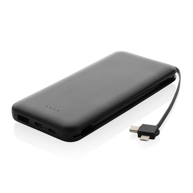 Powerbanka Lockhart 10 000 mAh s integrovanými káblami, čierna Powerbanka Lockhart 10 000 mAh s integrovanými káblami, čierna
