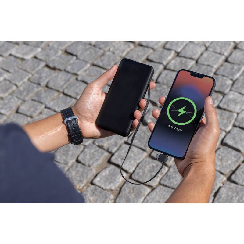 Powerbanka Lockhart 10 000 mAh s integrovanými káblami, čierna Powerbanka Lockhart 10 000 mAh s integrovanými káblami, čierna