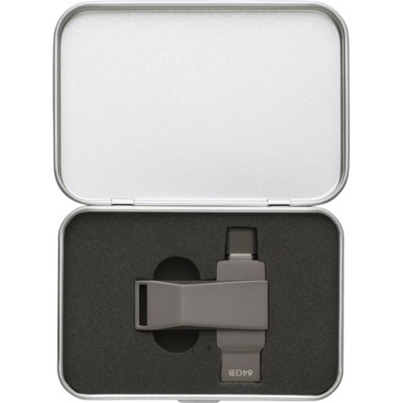 USB kľúč Dorian zo zliatiny zinku, sivá strieborná USB kľúč Dorian zo zliatiny zinku, sivá strieborná