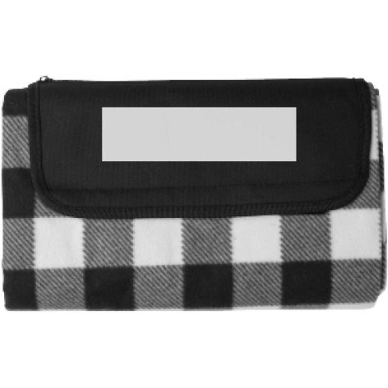 RPET skladacia polar fleecová deka Vesper, čierna RPET skladacia polar fleecová deka Vesper, čierna