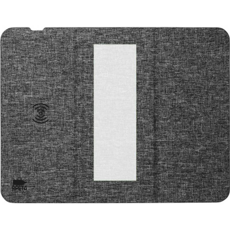 RPET bezdrôtová rýchlonabíjacia podložka pod myš Selene, sivá RPET bezdrôtová rýchlonabíjacia podložka pod myš Selene, sivá