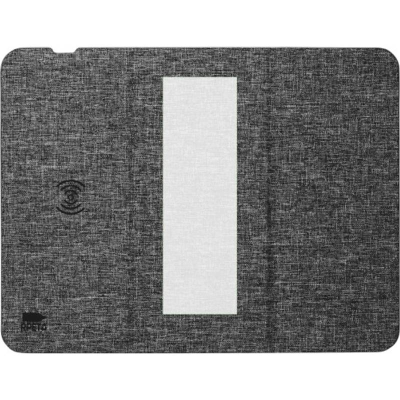 RPET bezdrôtová rýchlonabíjacia podložka pod myš Selene, sivá RPET bezdrôtová rýchlonabíjacia podložka pod myš Selene, sivá