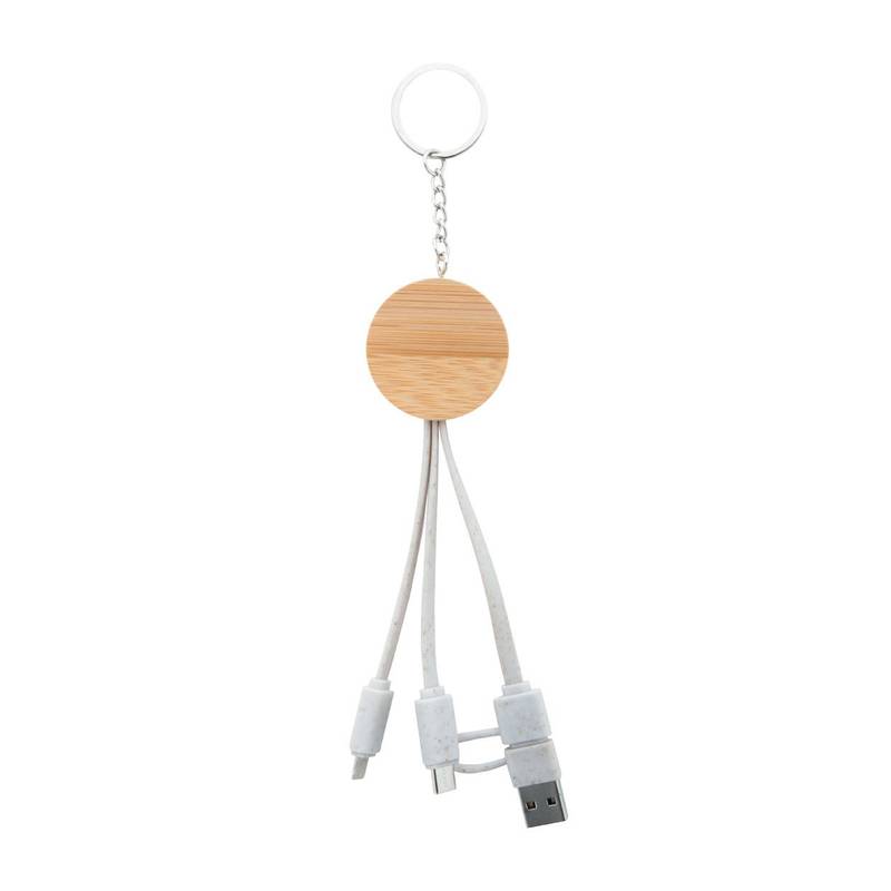 Mugory prívesok na kľúče s USB nabíjacími káblami, hnedá - biela Mugory prívesok na kľúče s USB nabíjacími káblami, hnedá - biela