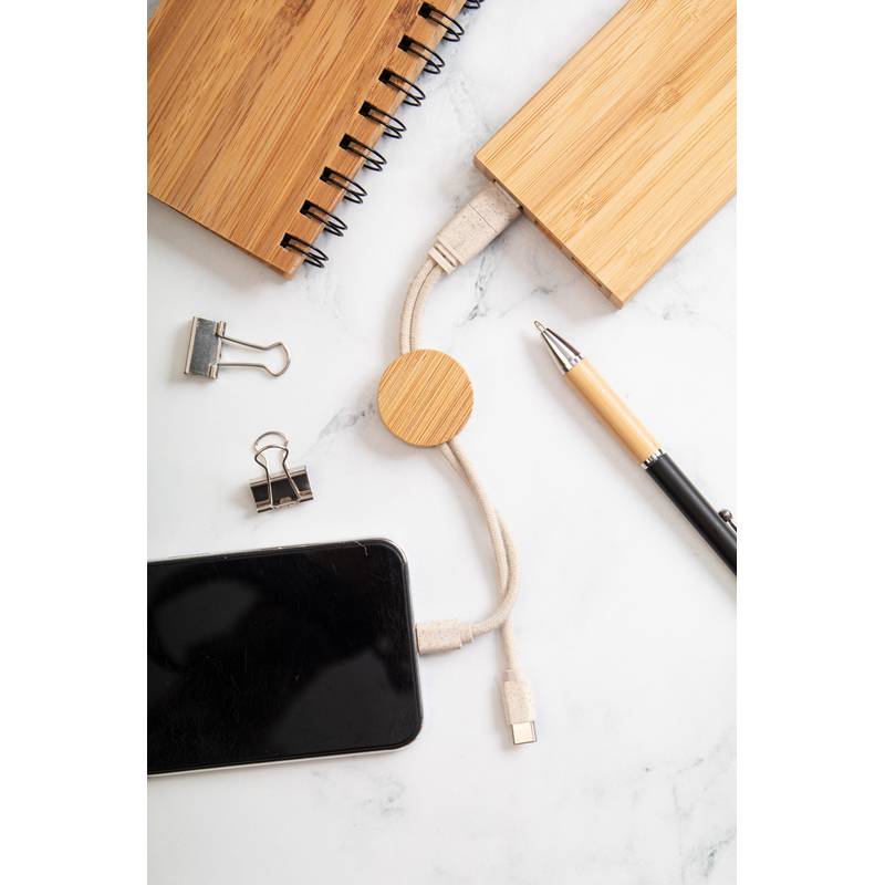 Mugory prívesok na kľúče s USB nabíjacími káblami, hnedá - biela Mugory prívesok na kľúče s USB nabíjacími káblami, hnedá - biela