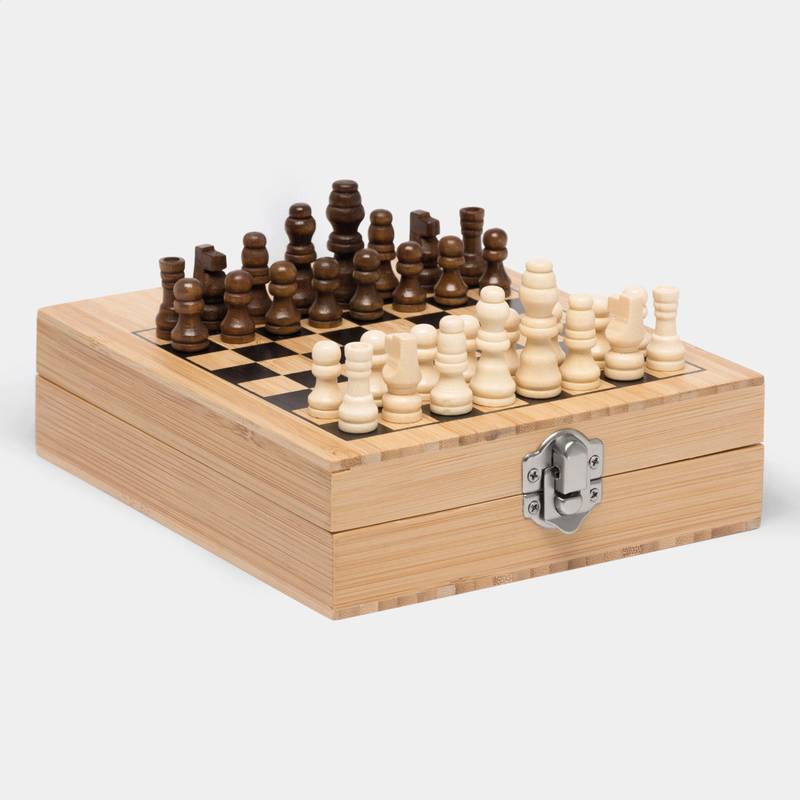 Sada na víno BAMBOO CHESS se šachovou hrou, hnědá Sada na víno BAMBOO CHESS se šachovou hrou, hnědá