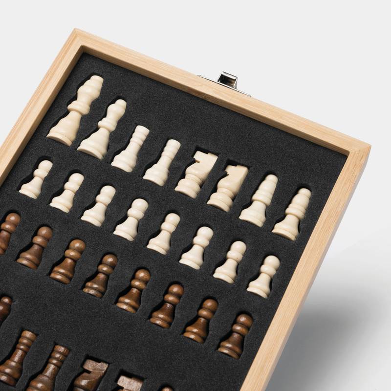 Sada na víno BAMBOO CHESS se šachovou hrou, hnědá Sada na víno BAMBOO CHESS se šachovou hrou, hnědá