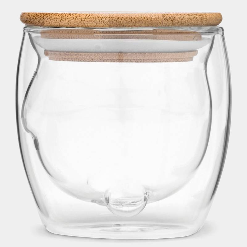 Poháre BAMBOO BEAR, hnedá - transparentná Poháre BAMBOO BEAR, hnedá - transparentná