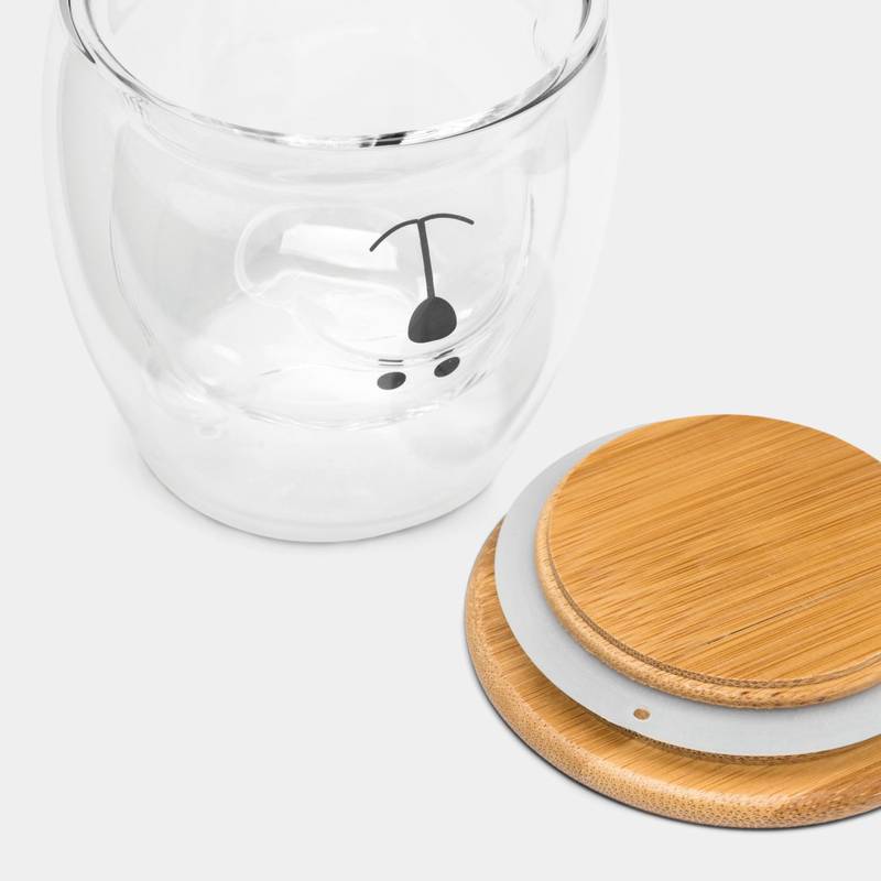 Poháre BAMBOO BEAR, hnedá - transparentná Poháre BAMBOO BEAR, hnedá - transparentná