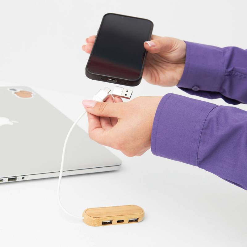 USB rozbočovač MULTIPLIER, hnědá USB rozbočovač MULTIPLIER, hnědá