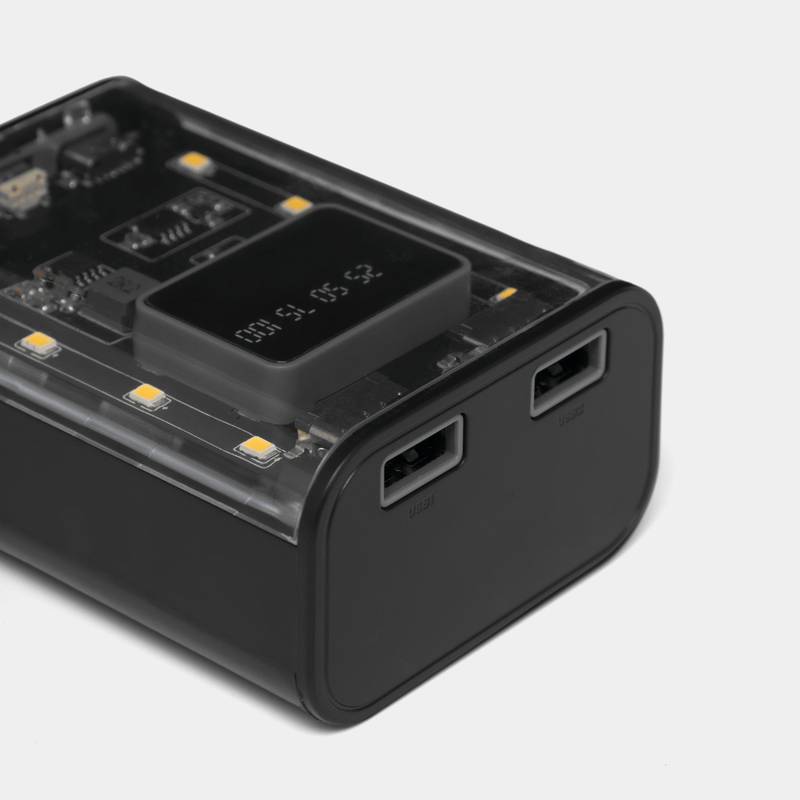 Powerbanka / svietidlo OPEN SOURCE, čierna - transparentná Powerbanka / svietidlo OPEN SOURCE, čierna - transparentná