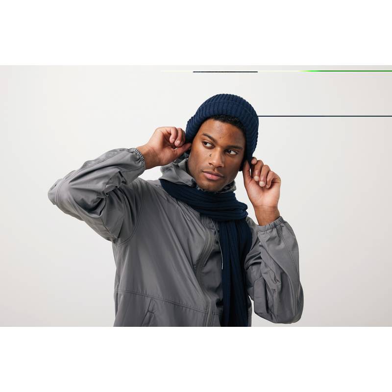 Pletená šála 180x25cm Impact z Polylana® AWARE™, modrá námořnická Pletená šála 180x25cm Impact z Polylana® AWARE™, modrá námořnická