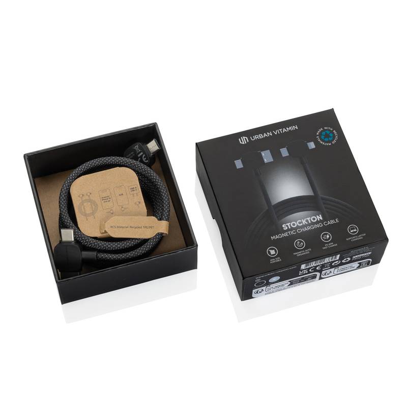 Magnetický kabel Urban Vitamin Stockton 65W z rec. TPE/PET, černá Magnetický kabel Urban Vitamin Stockton 65W z rec. TPE/PET, černá
