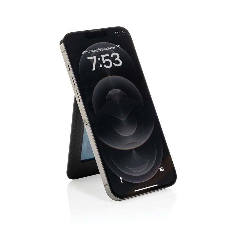 Magnetická peněženka na telefon Magstand RCS z recykl. PU, černá Magnetická peněženka na telefon Magstand RCS z recykl. PU, černá