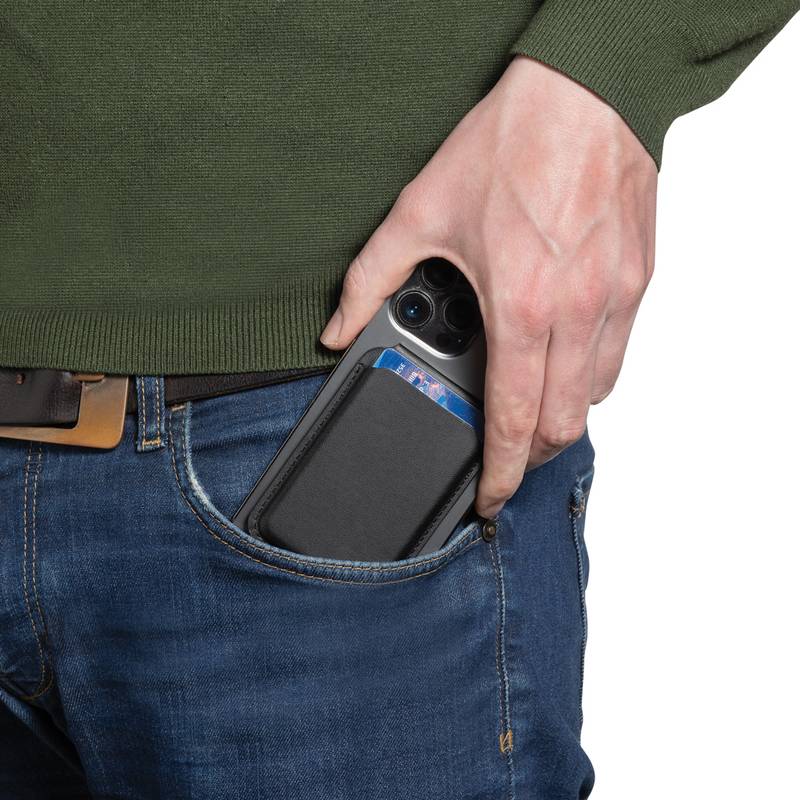 Magnetická peněženka na telefon Magstand RCS z recykl. PU, černá Magnetická peněženka na telefon Magstand RCS z recykl. PU, černá