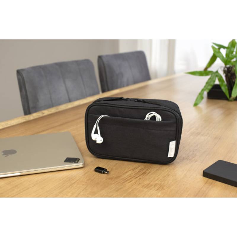 rPEt 300D polyesterové cestovní pouzdro Calix, černá rPEt 300D polyesterové cestovní pouzdro Calix, černá