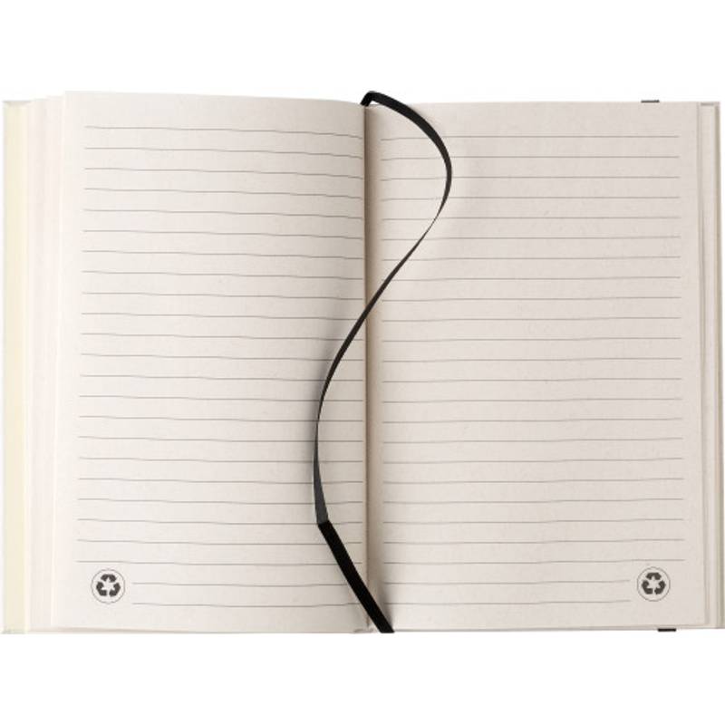 Recyklovaný kartonový zápisník A5 Hudson, černá - bílá Recyklovaný kartonový zápisník A5 Hudson, černá - bílá