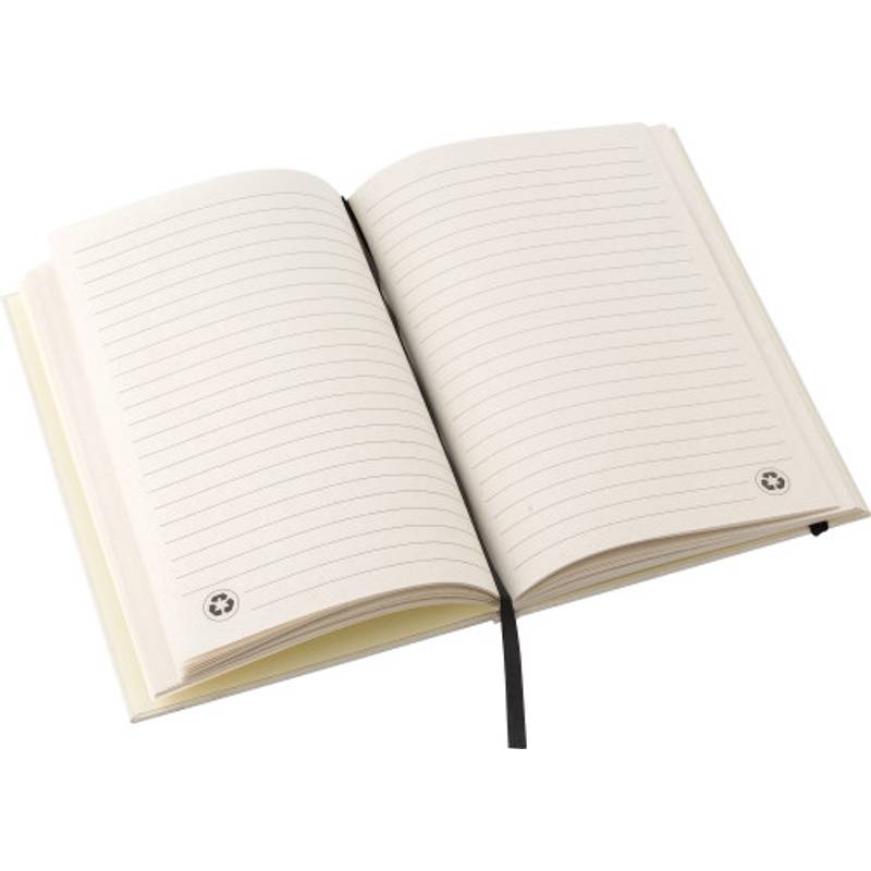 Recyklovaný kartonový zápisník A5 Hudson, černá - bílá Recyklovaný kartonový zápisník A5 Hudson, černá - bílá