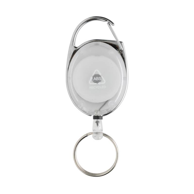 Samonavíjacia kľúčenka z RCS recykl. ABS, biela Samonavíjacia kľúčenka z RCS recykl. ABS, biela