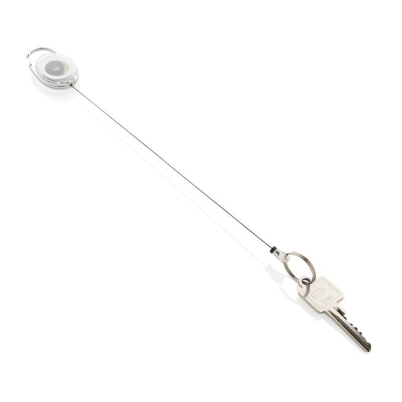 Samonavíjacia kľúčenka z RCS recykl. ABS, biela Samonavíjacia kľúčenka z RCS recykl. ABS, biela