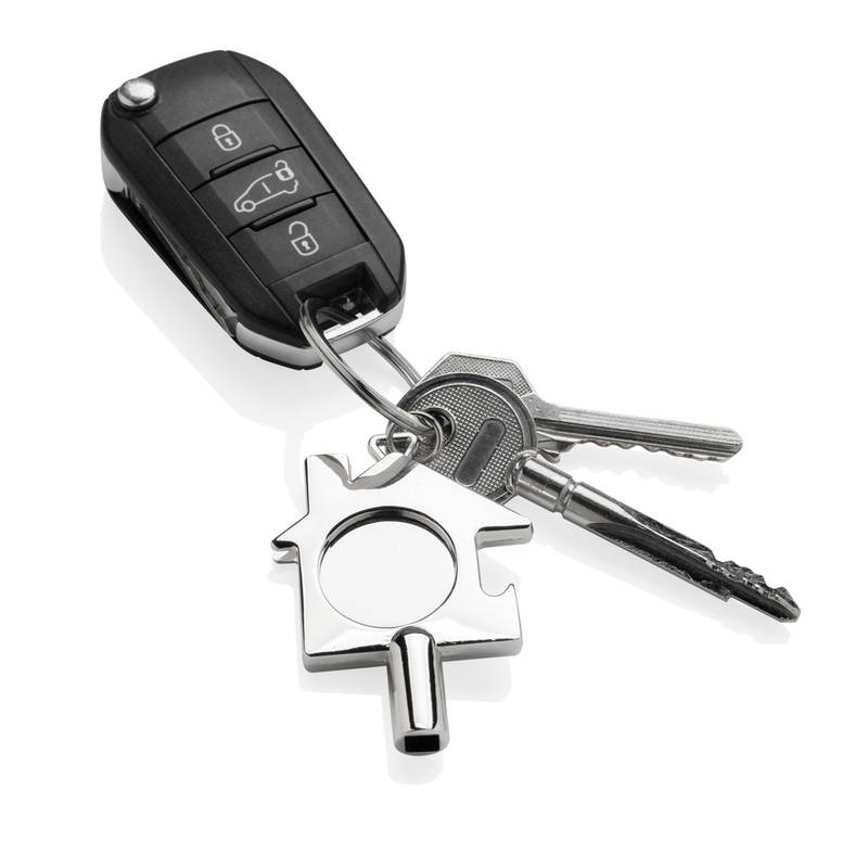 Kľúčenka 3v1 z RCS recykl. zliatiny zinku, sivá strieborná Kľúčenka 3v1 z RCS recykl. zliatiny zinku, sivá strieborná