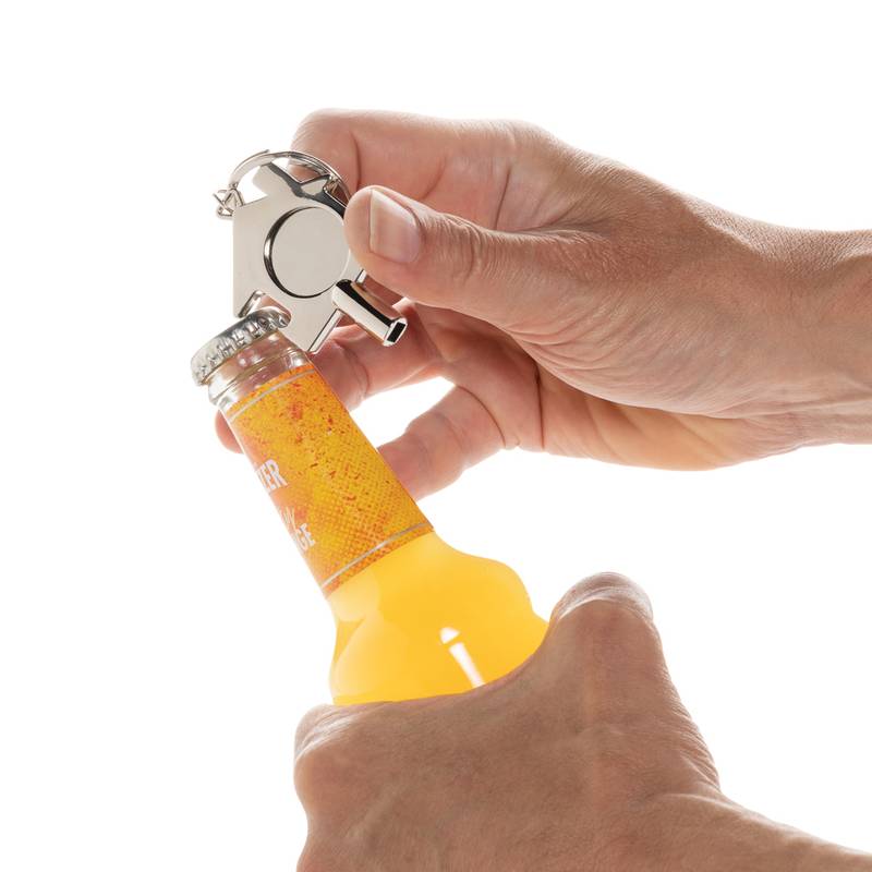 Kľúčenka 3v1 z RCS recykl. zliatiny zinku, sivá strieborná Kľúčenka 3v1 z RCS recykl. zliatiny zinku, sivá strieborná