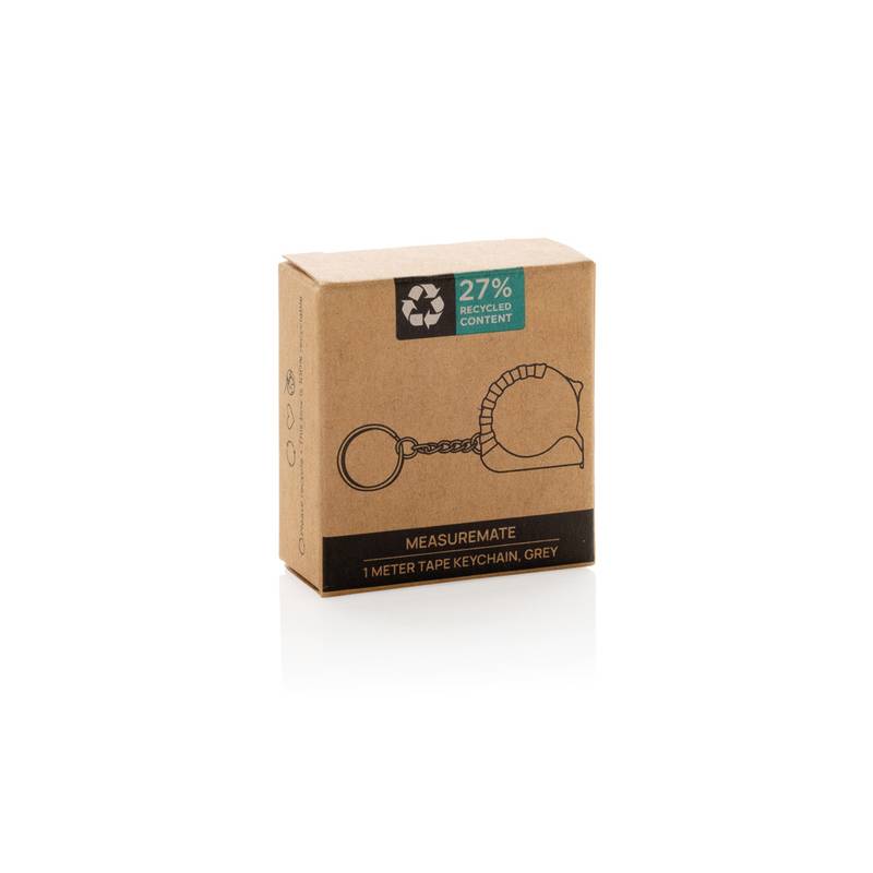 Kľúčenka s 1m metrom MeasureMate z RCS recykl. ABS, sivá Kľúčenka s 1m metrom MeasureMate z RCS recykl. ABS, sivá