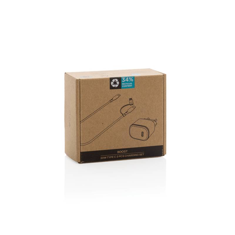 Nabíjacia sada 2ks Boost 20W USB C z RCS recykl. plastu, čierna Nabíjacia sada 2ks Boost 20W USB C z RCS recykl. plastu, čierna