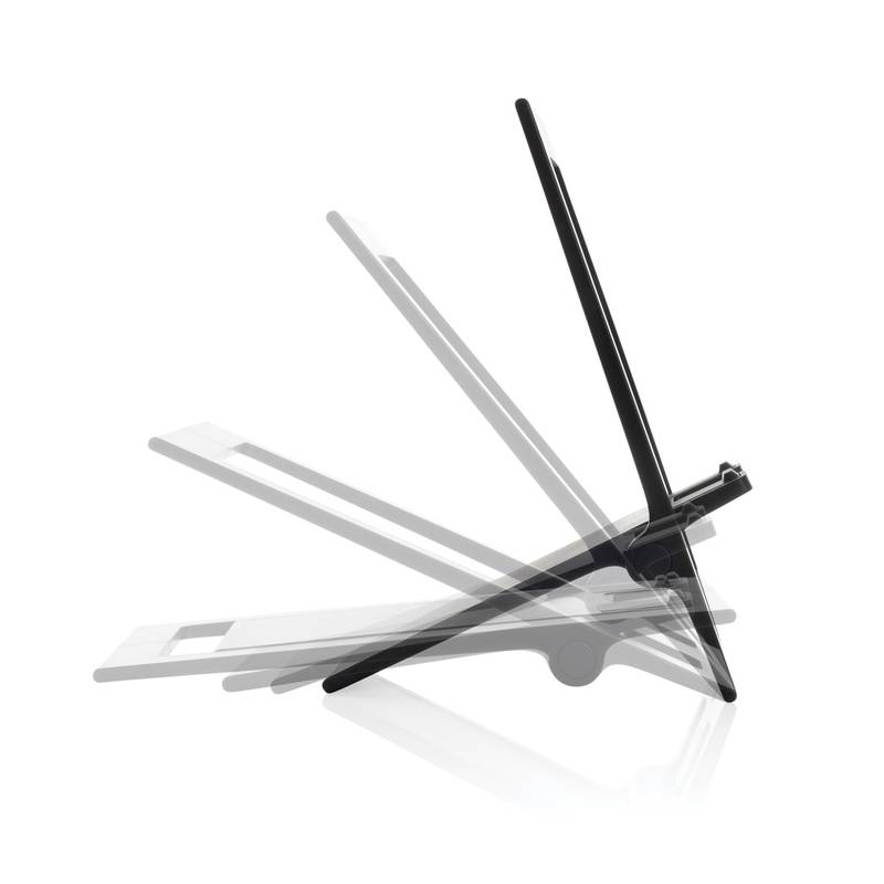 Skladací stojanček na telefón SnapStand z RCS recykl. plastu, čierna Skladací stojanček na telefón SnapStand z RCS recykl. plastu, čierna