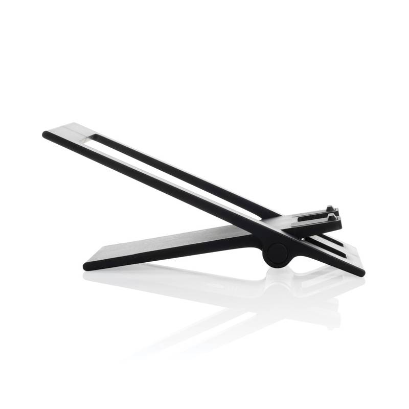 Skladací stojanček na telefón SnapStand z RCS recykl. plastu, čierna Skladací stojanček na telefón SnapStand z RCS recykl. plastu, čierna