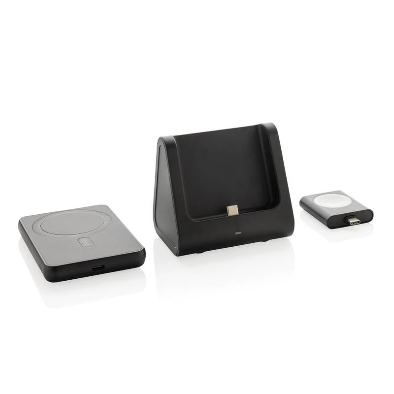 Nabíjačka 5000mAh 3v1 Powerbase z RCS recykl. plastu, čierna Nabíjačka 5000mAh 3v1 Powerbase z RCS recykl. plastu, čierna