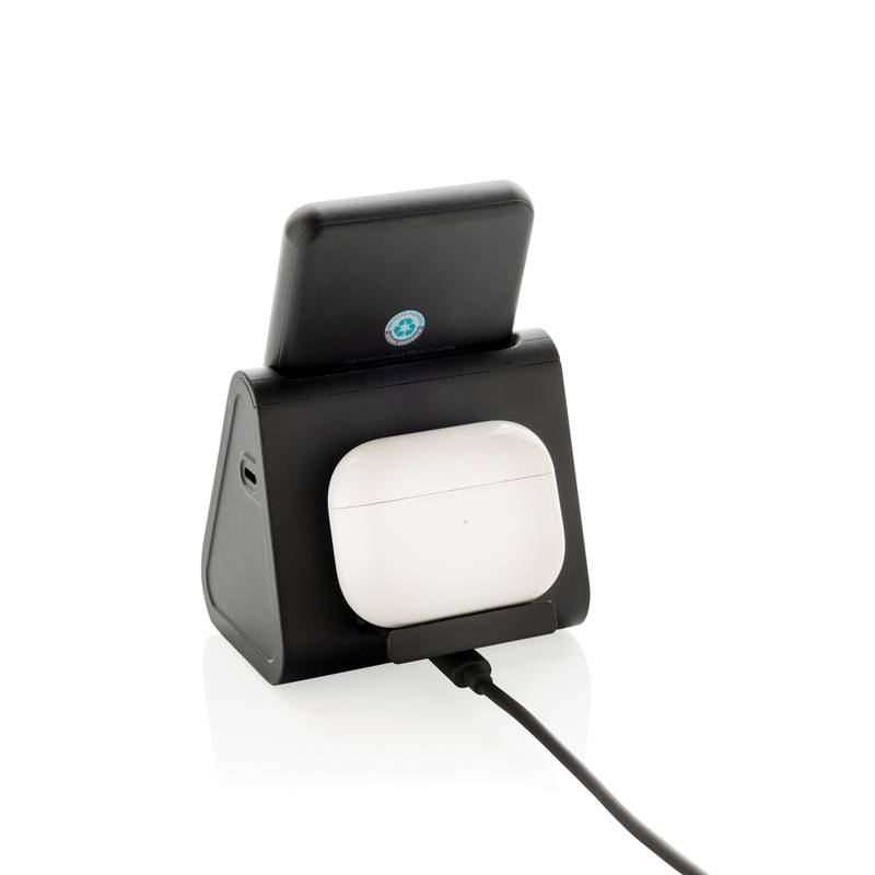 Nabíjačka 5000mAh 3v1 Powerbase z RCS recykl. plastu, čierna Nabíjačka 5000mAh 3v1 Powerbase z RCS recykl. plastu, čierna