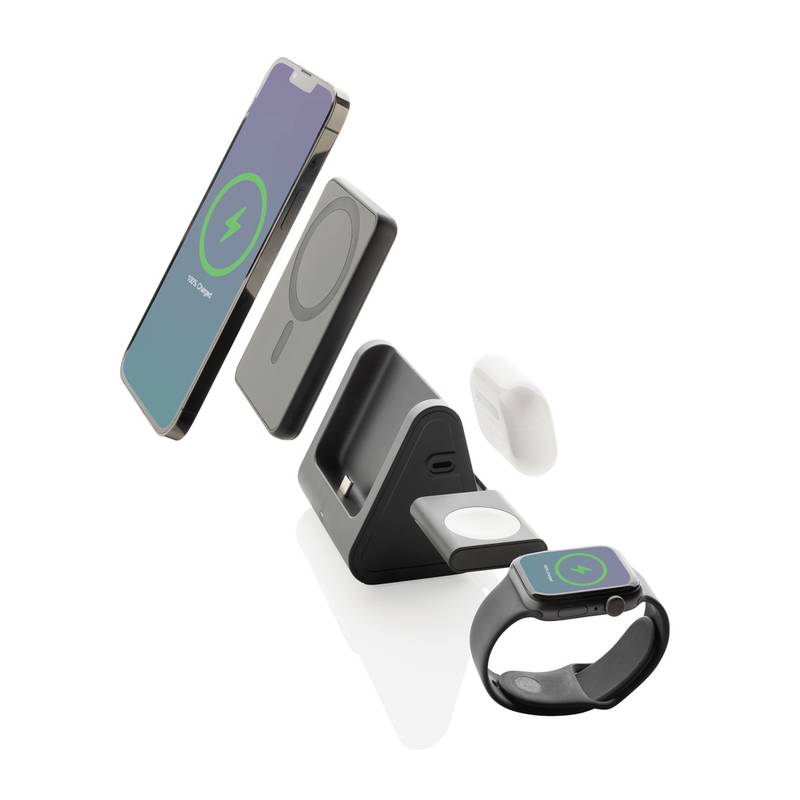 Nabíjačka 5000mAh 3v1 Powerbase z RCS recykl. plastu, čierna Nabíjačka 5000mAh 3v1 Powerbase z RCS recykl. plastu, čierna