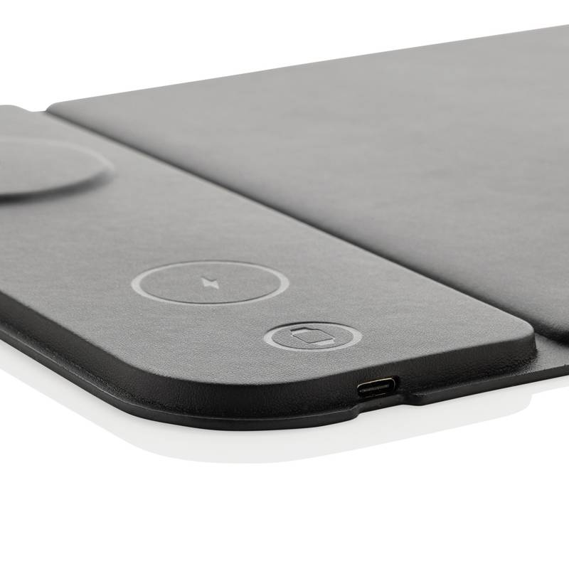 Podložka pod myš z RCS recykl. PU s 15W bezdrôt. nabíjaním, čierna Podložka pod myš z RCS recykl. PU s 15W bezdrôt. nabíjaním, čierna