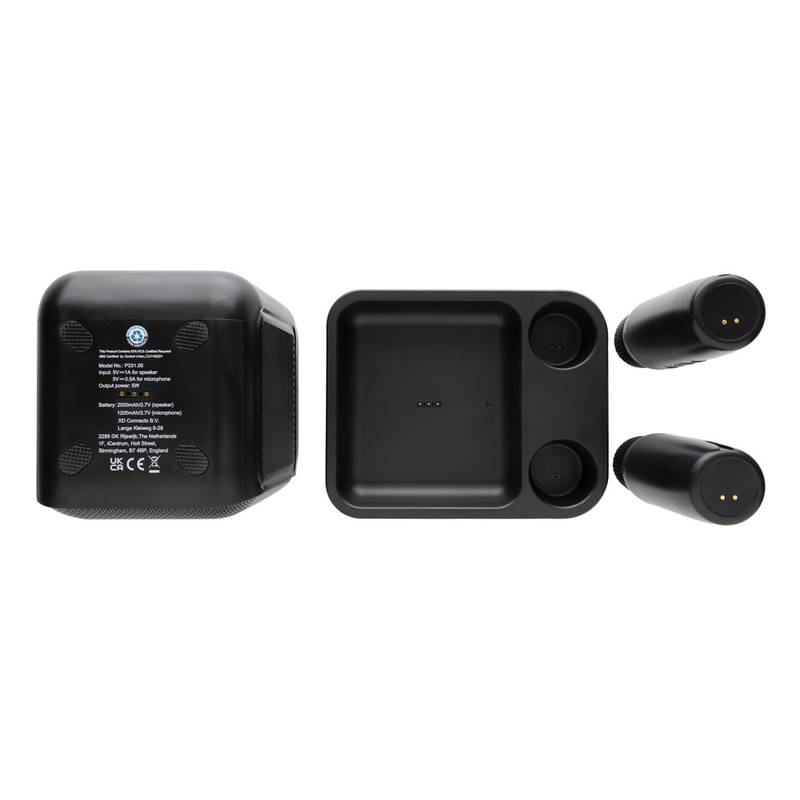 Sada na karaoke s dvojitým mikrofónom Singvibe z RCS plastu, čierna Sada na karaoke s dvojitým mikrofónom Singvibe z RCS plastu, čierna