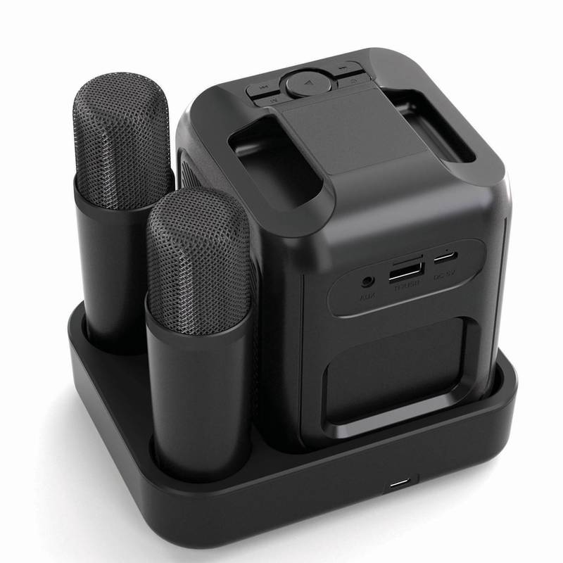 Sada na karaoke s dvojitým mikrofónom Singvibe z RCS plastu, čierna Sada na karaoke s dvojitým mikrofónom Singvibe z RCS plastu, čierna