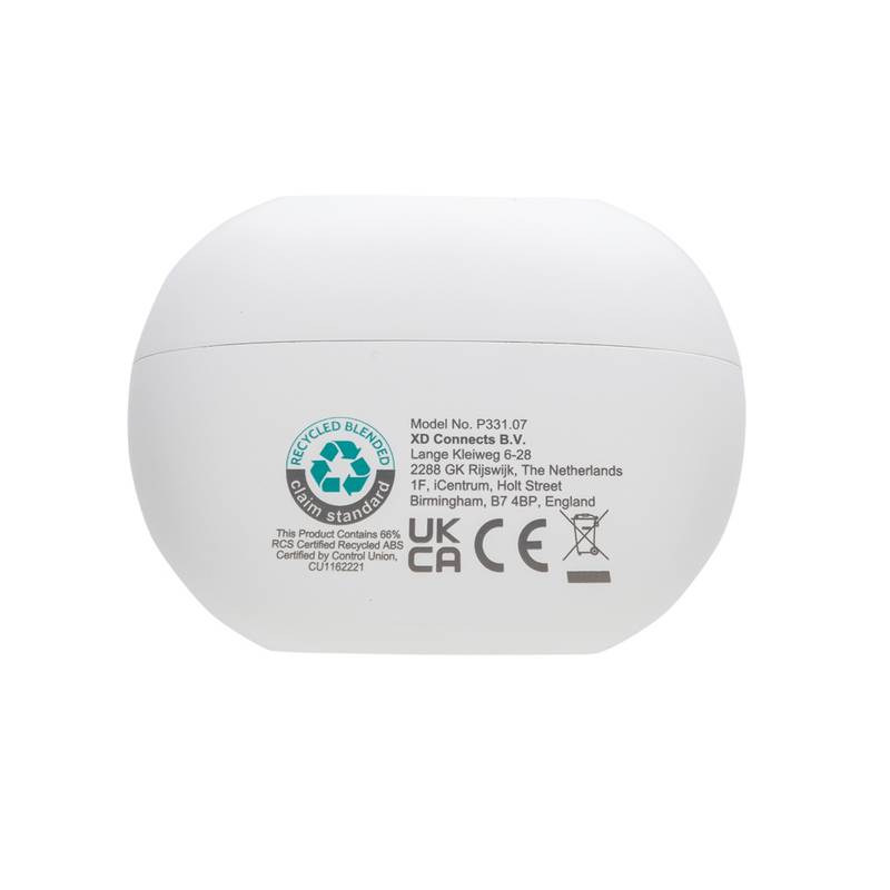 Hybridné ANC/ENC slúchadlá do uší Prolink z RCS rec. plastu, biela Hybridné ANC/ENC slúchadlá do uší Prolink z RCS rec. plastu, biela