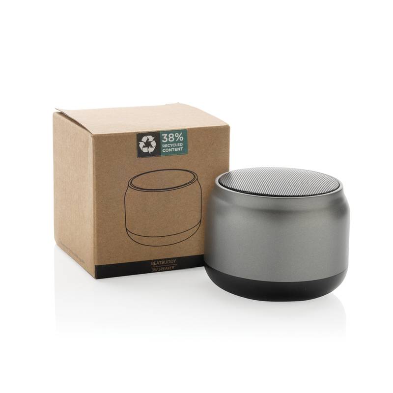 Bezdrôtový reproduktor 3W BeatBuddy z RCS recykl. plastu, sivá Bezdrôtový reproduktor 3W BeatBuddy z RCS recykl. plastu, sivá