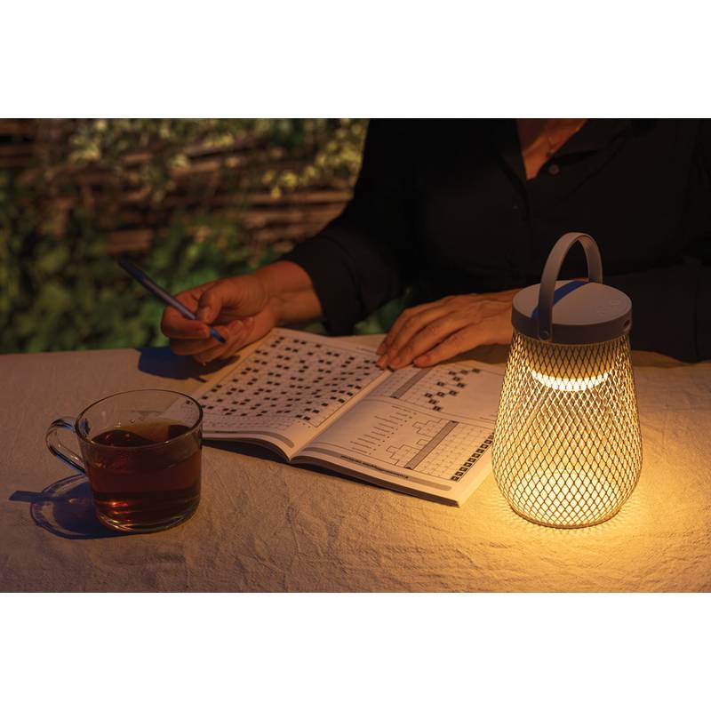 USB dobíjateľná stolná lampa Aurora z RCS recykl. plastu, sivá USB dobíjateľná stolná lampa Aurora z RCS recykl. plastu, sivá