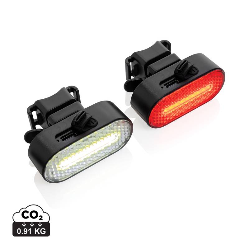 Sada USB dobíjateľných svetiel na bicykel Lumino z RCS ABS, čierna Sada USB dobíjateľných svetiel na bicykel Lumino z RCS ABS, čierna