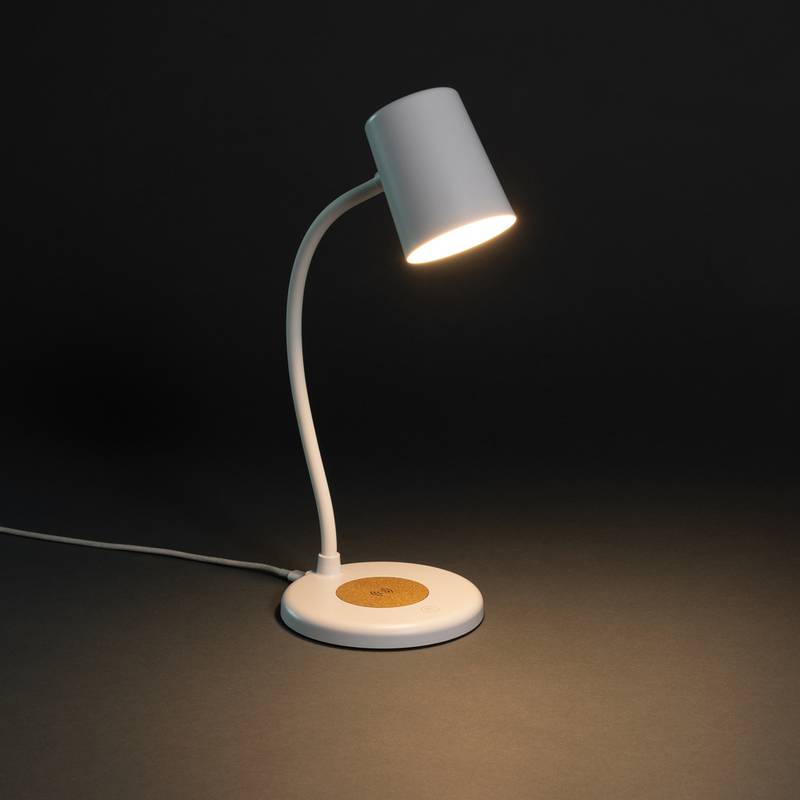 Stolní lampa Zenara s 15 W bezdr. nabíjením z RCS plastu, bílá Stolní lampa Zenara s 15 W bezdr. nabíjením z RCS plastu, bílá