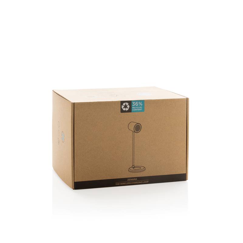 Stolní lampa Zenara s 15 W bezdr. nabíjením z RCS plastu, bílá Stolní lampa Zenara s 15 W bezdr. nabíjením z RCS plastu, bílá