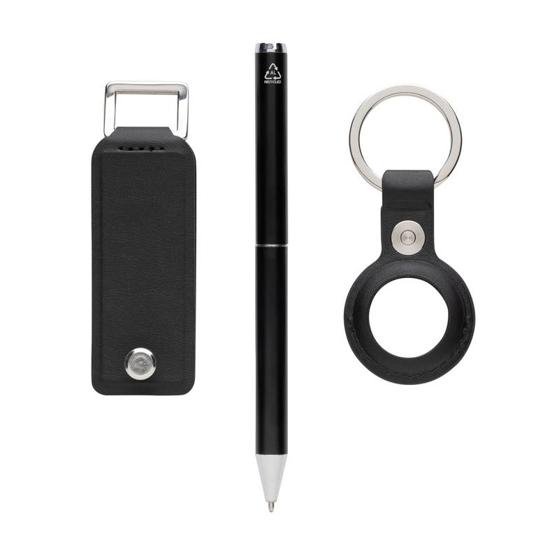 Darčeková sada 3ks Swiss Peak Tula z RCS recykl. PU, čierna  Darčeková sada 3ks Swiss Peak Tula z RCS recykl. PU, čierna