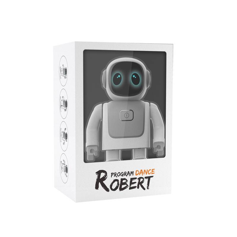 Tančící robot Robert, bílá - šedá Tančící robot Robert, bílá - šedá