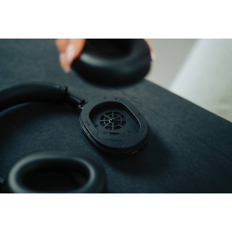 Opravitelná bezdrátová sluchátka Irvine z RCS recykl. plastu, černá Opravitelná bezdrátová sluchátka Irvine z RCS recykl. plastu, černá