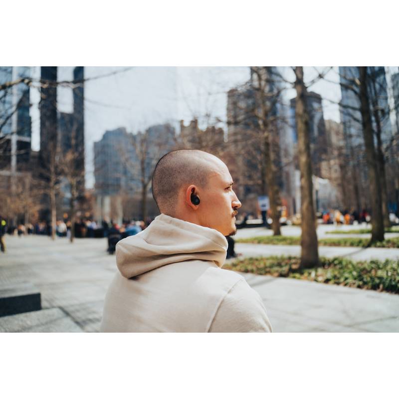 Opravitelná bezdrátov. sluchátka do uší Lakewood z RCS plastu, černá Opravitelná bezdrátov. sluchátka do uší Lakewood z RCS plastu, černá