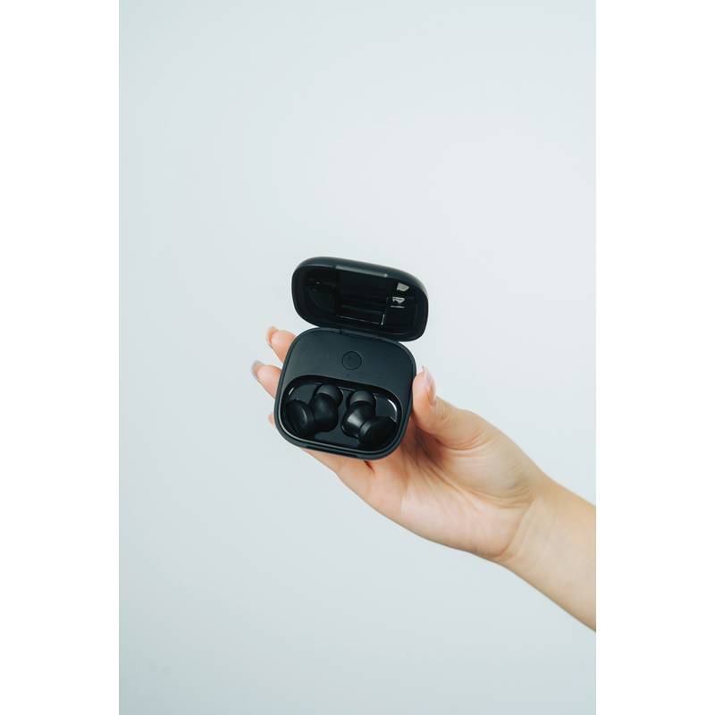 Opravitelná bezdrátov. sluchátka do uší Lakewood z RCS plastu, černá Opravitelná bezdrátov. sluchátka do uší Lakewood z RCS plastu, černá