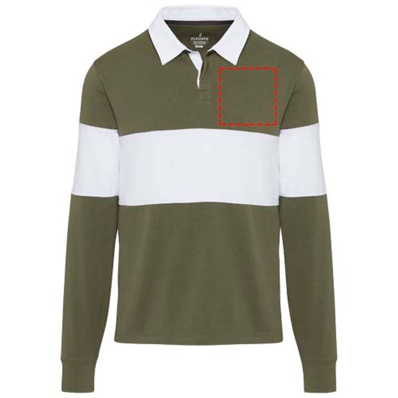 Clyde unisex ragbyová polo mikina, Zelená - Bílá, L Clyde unisex ragbyová polo mikina, Zelená - Bílá, L