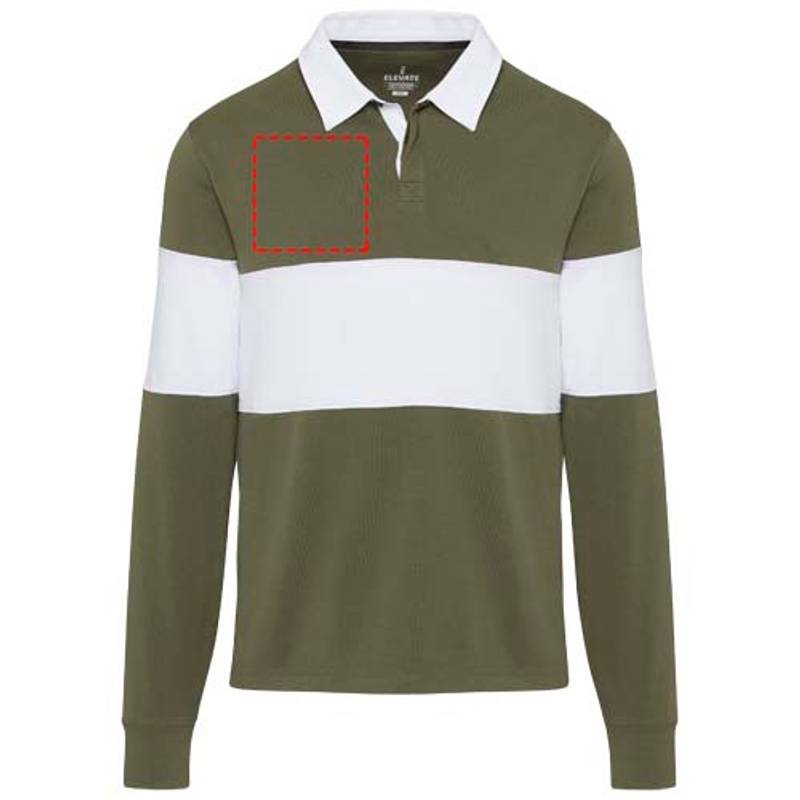 Clyde unisex ragbyová polo mikina, Zelená - Bílá, L Clyde unisex ragbyová polo mikina, Zelená - Bílá, L